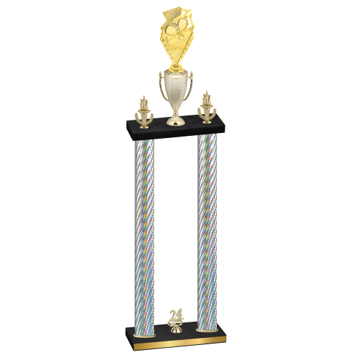 Double Silver Carbon Fiber Year Pickleball Trophy