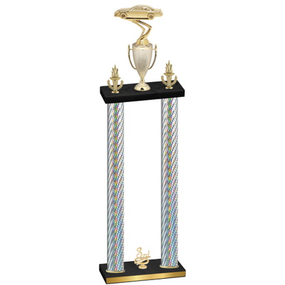 Double Silver Carbon Fiber Third Place Cars Trophy