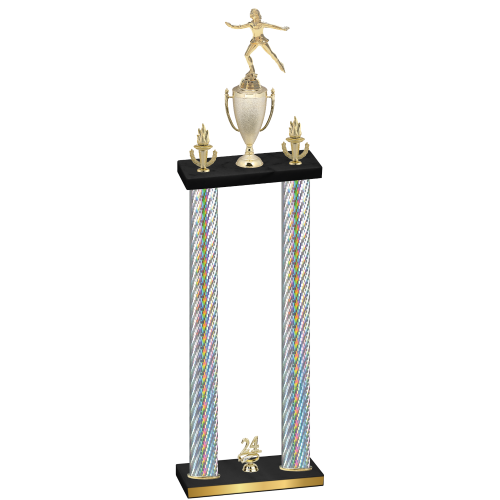 Double Silver Carbon Fiber Year Skater Trophy