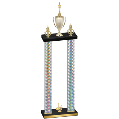 Double Silver Carbon Fiber First Place Chess Trophy