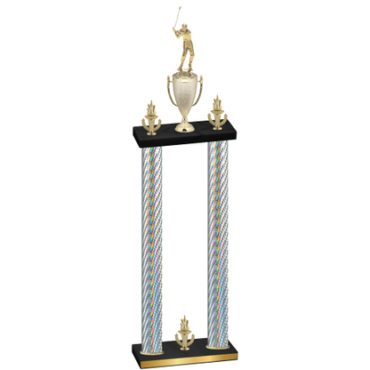 Double Silver Carbon Fiber Victory Golf Trophy