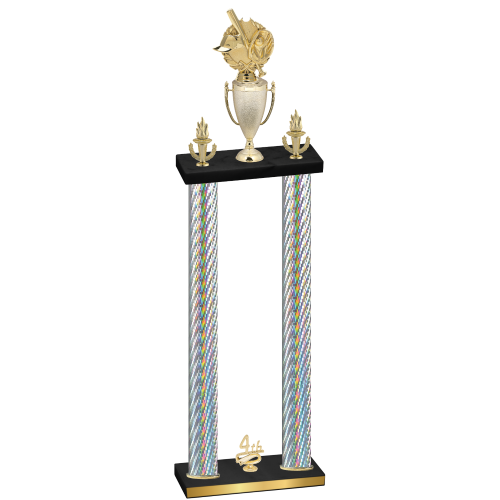 Double Silver Carbon Fiber Fourth Place Baseball Trophy