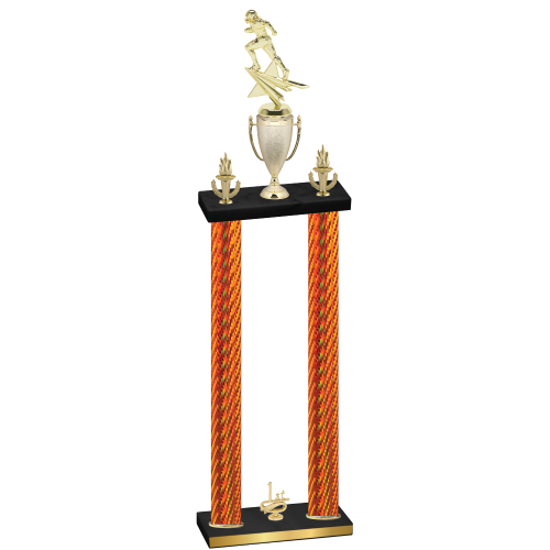 Double Orange Carbon Fiber First Place Football Trophy