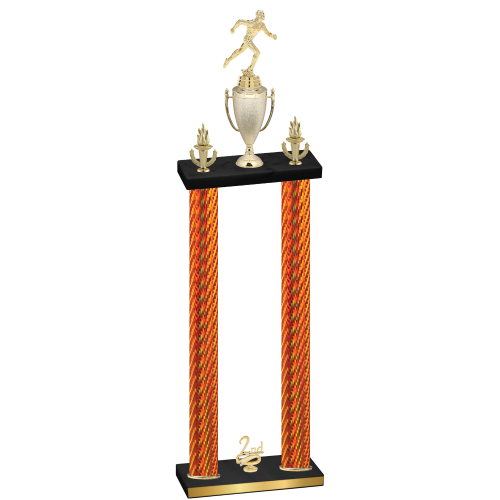 Double Orange Carbon Fiber Second Place Running Trophy