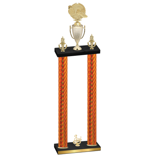 Double Orange Carbon Fiber Third Place Running Trophy