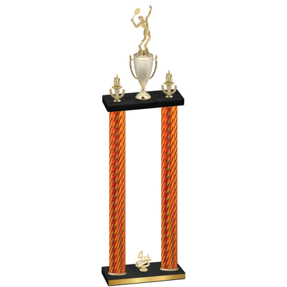 Double Orange Carbon Fiber Fourth Place Tennis Trophy