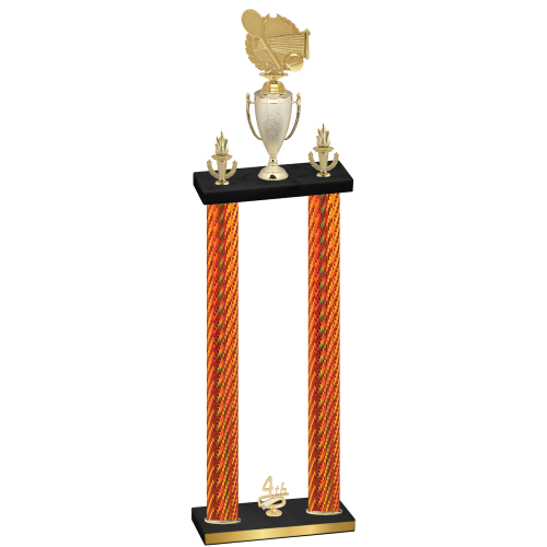 Double Orange Carbon Fiber Fourth Place Tennis Trophy