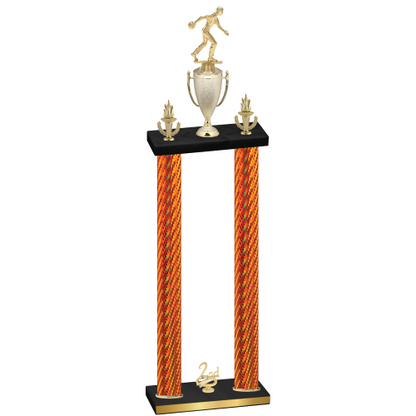 Double Orange Carbon Fiber Second Place Bowling Trophy