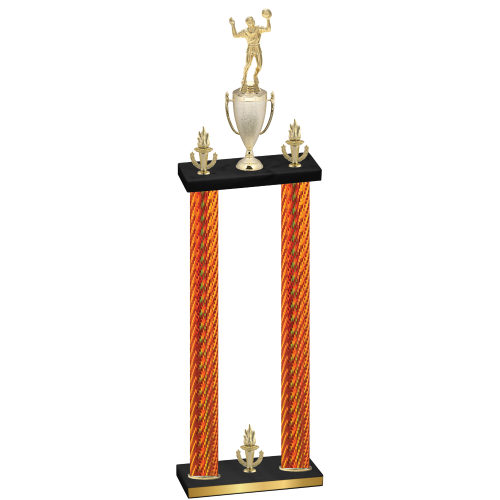 Double Orange Carbon Fiber Victory Volleyball Trophy