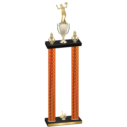 Double Orange Carbon Fiber First Place Volleyball Trophy