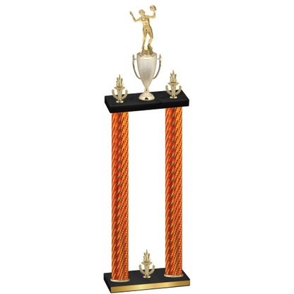 Double Orange Carbon Fiber Victory Volleyball Trophy