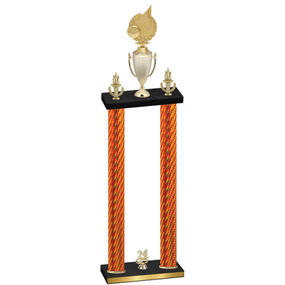 Double Orange Carbon Fiber Year Volleyball Trophy