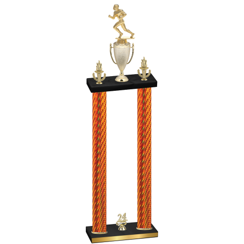 Double Orange Carbon Fiber Year Football Trophy
