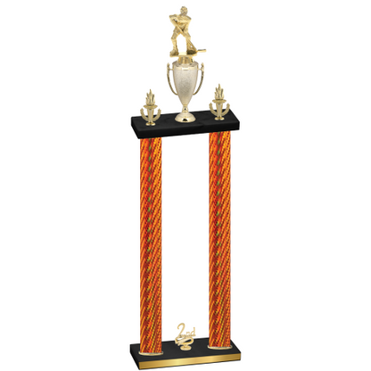 Double Orange Carbon Fiber Second Place Hockey Trophy