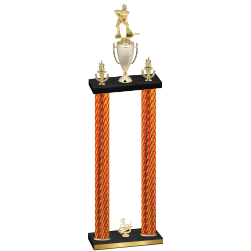 Double Orange Carbon Fiber Third Place Hockey Trophy