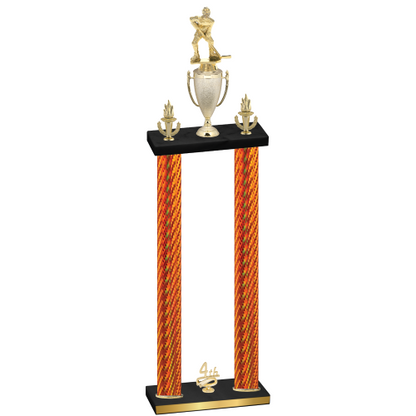 Double Orange Carbon Fiber Fourth Place Hockey Trophy