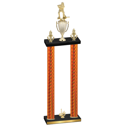 Double Orange Carbon Fiber First Place Hockey Trophy