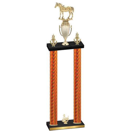 Double Orange Carbon Fiber Third Place Horses Trophy