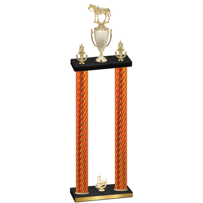 Double Orange Carbon Fiber Third Place Horses Trophy