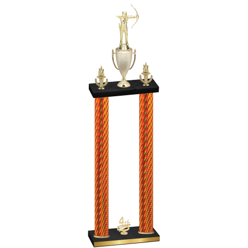 Double Orange Carbon Fiber Fourth Place Archery Trophy