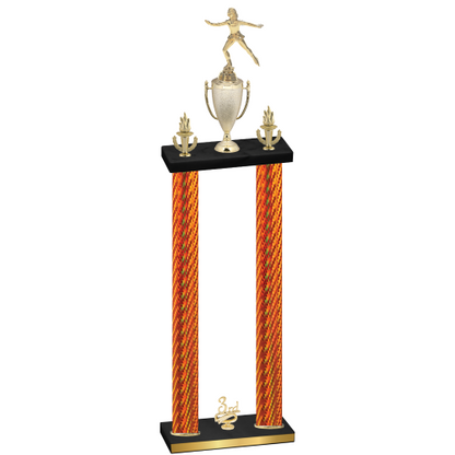 Double Orange Carbon Fiber Third Place Skater Trophy