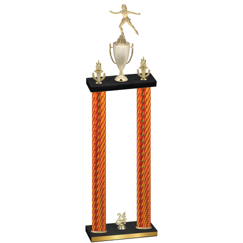 Double Orange Carbon Fiber Year Skater Trophy
