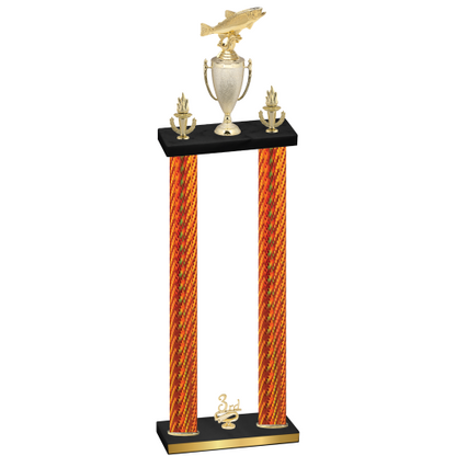 Double Orange Carbon Fiber Third Place Fishing Trophy