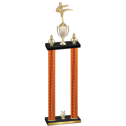 Double Orange Carbon Fiber Year Karate Trophy