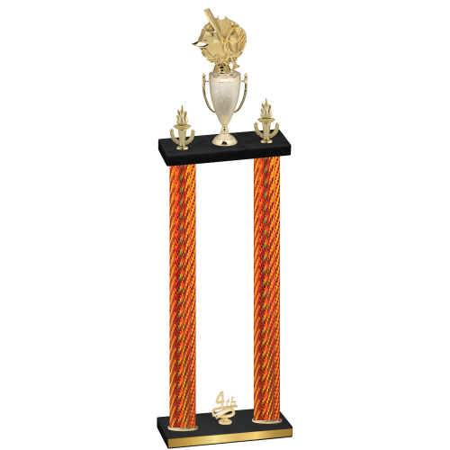 Double Orange Carbon Fiber Fourth Place Baseball Trophy