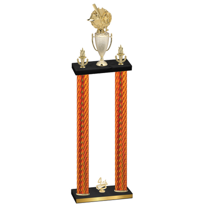 Double Orange Carbon Fiber Fourth Place Baseball Trophy