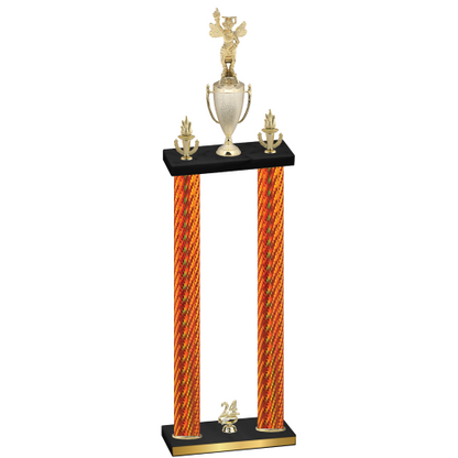 Double Orange Carbon Fiber Year Academics Trophy