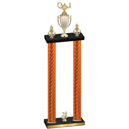 Double Orange Carbon Fiber Year Academics Trophy