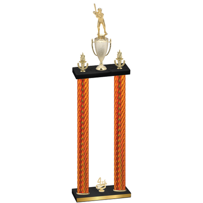 Double Orange Carbon Fiber Fourth Place Baseball Trophy