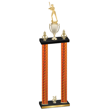 Double Orange Carbon Fiber Year Softball Trophy