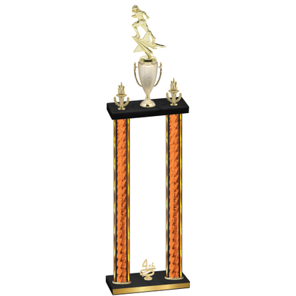 Double Orange Glacier Fourth Place Football Trophy