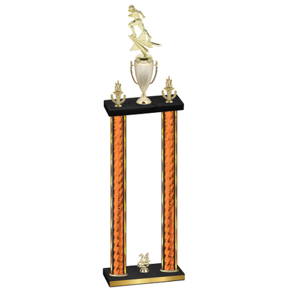 Double Orange Glacier Year Football Trophy