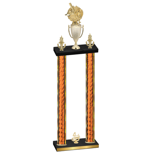 Double Orange Glacier Fourth Place Baseball Trophy