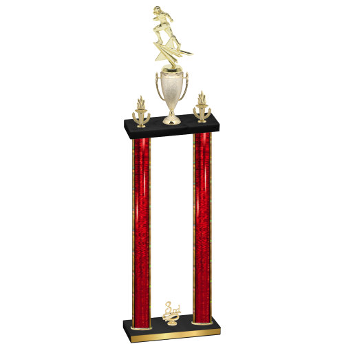 Double Red Glacier Third Place Football Trophy