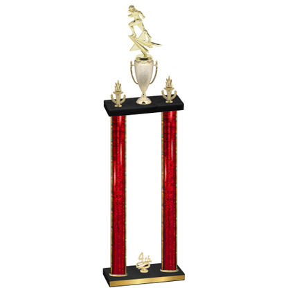 Double Red Glacier Fourth Place Football Trophy