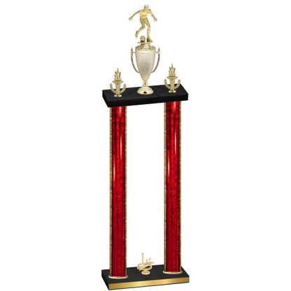 Double Red Glacier First Place Soccer Trophy
