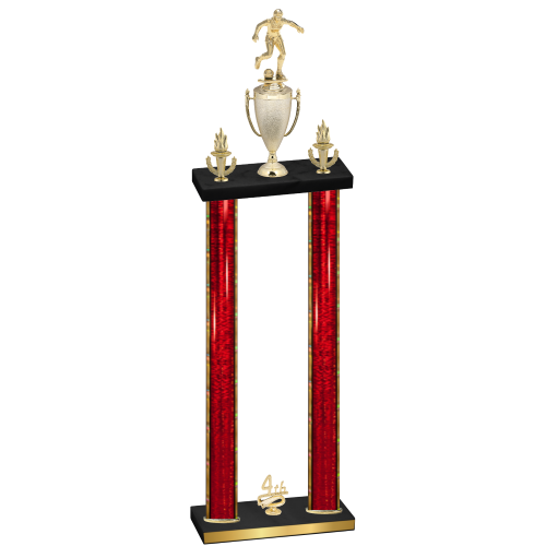Double Red Glacier Fourth Place Soccer Trophy