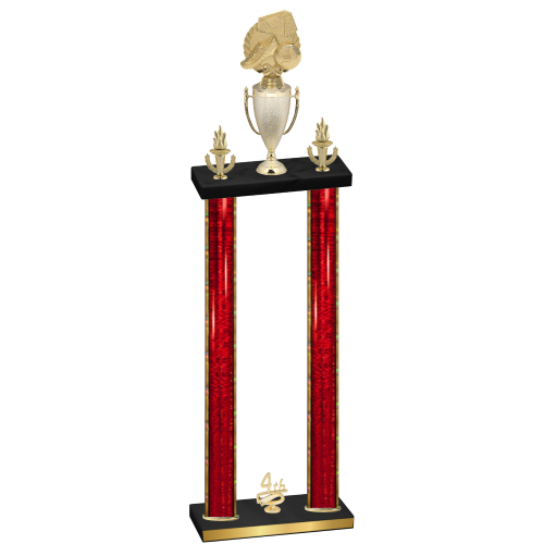 Double Red Glacier Fourth Place Soccer Trophy
