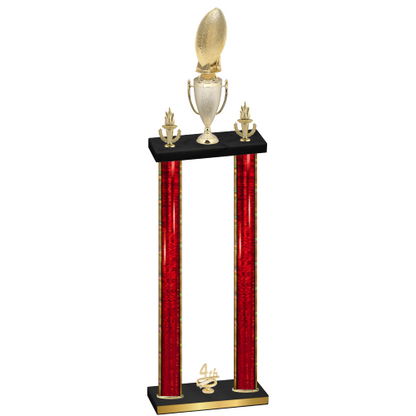 Double Red Glacier Fourth Place Football Trophy