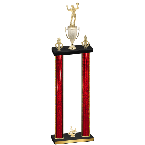 Double Red Glacier Third Place Volleyball Trophy