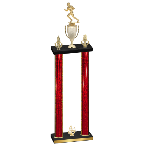 Double Red Glacier Fourth Place Football Trophy