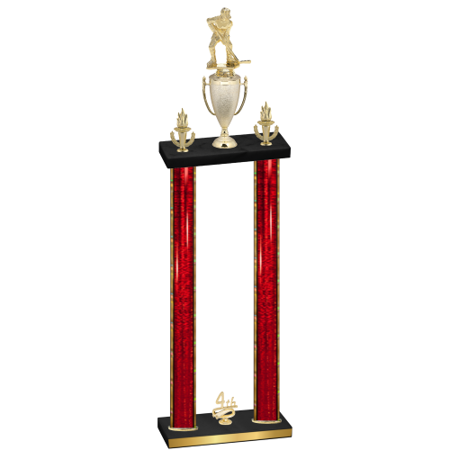 Double Red Glacier Fourth Place Hockey Trophy