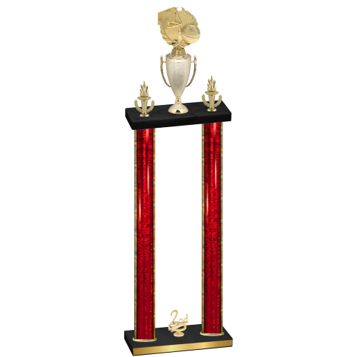 Double Red Glacier Second Place Basketball Trophy