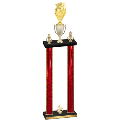 Double Red Glacier Fourth Place Pickleball Trophy