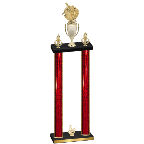 Double Red Glacier Third Place Baseball Trophy