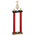 Double Red Carbon Fiber Third Place Soccer Trophy